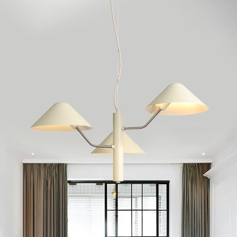 Postmodern Branch Suspension Light With Metal Cone Shades - Chandelier For Dining Room (3/5 Lights