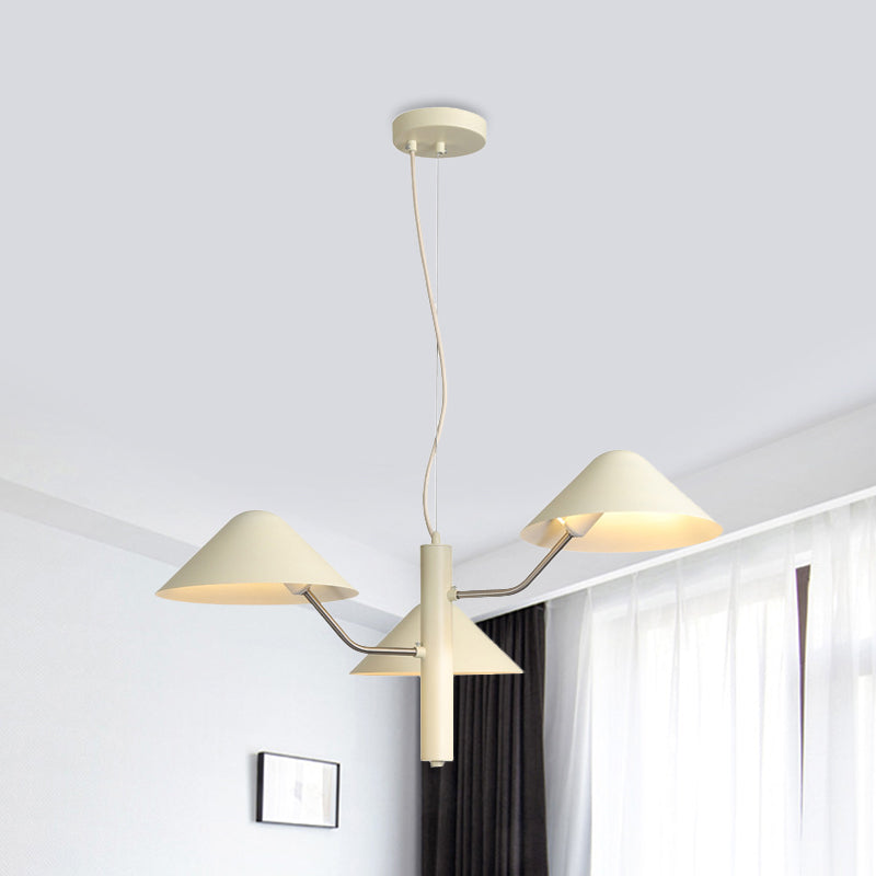 Postmodern Branch Suspension Light With Metal Cone Shades - Chandelier For Dining Room (3/5 Lights