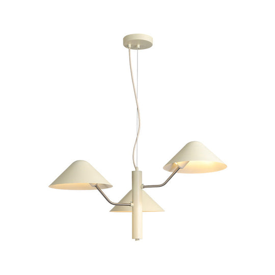 Postmodern Branch Suspension Light With Metal Cone Shades - Chandelier For Dining Room (3/5 Lights