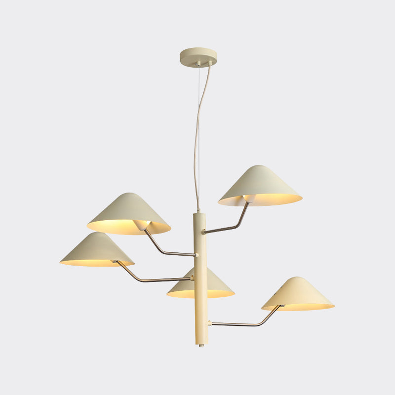 Postmodern Branch Suspension Light With Metal Cone Shades - Chandelier For Dining Room (3/5 Lights