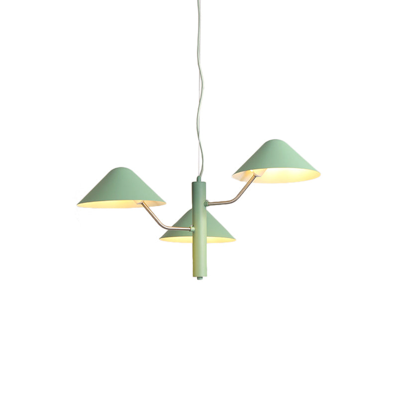 Postmodern Branch Suspension Light With Metal Cone Shades - Chandelier For Dining Room (3/5 Lights