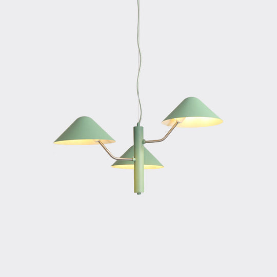 Postmodern Branch Suspension Light With Metal Cone Shades - Chandelier For Dining Room (3/5 Lights