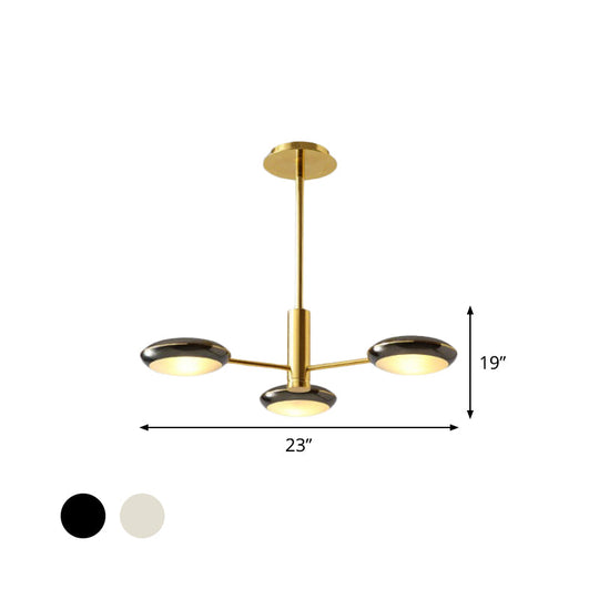 Modern Starburst Chandelier With Black/Silver Drum Shade - 3/4/5 Heads Ceiling Light For Living Room