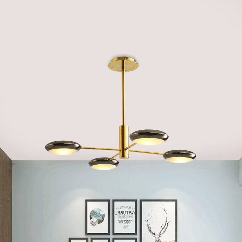 Modern Starburst Chandelier With Black/Silver Drum Shade - 3/4/5 Heads Ceiling Light For Living Room