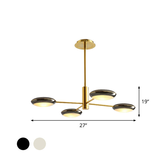 Modern Starburst Chandelier With Black/Silver Drum Shade - 3/4/5 Heads Ceiling Light For Living Room