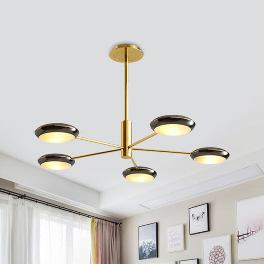 Modern Starburst Chandelier With Black/Silver Drum Shade - 3/4/5 Heads Ceiling Light For Living Room