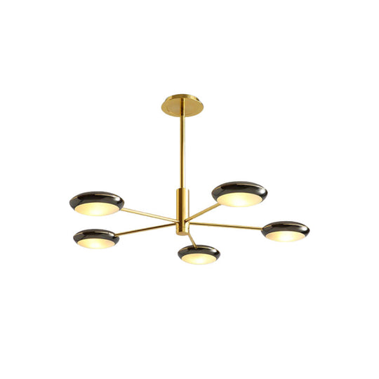 Modern Starburst Chandelier With Black/Silver Drum Shade - 3/4/5 Heads Ceiling Light For Living Room