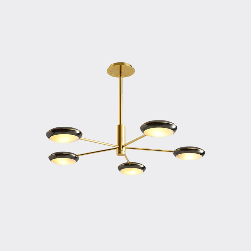 Modern Starburst Chandelier With Black/Silver Drum Shade - 3/4/5 Heads Ceiling Light For Living Room