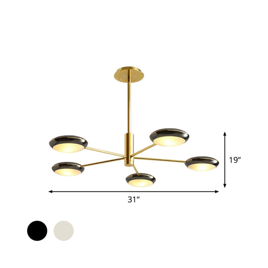 Modern Starburst Chandelier With Black/Silver Drum Shade - 3/4/5 Heads Ceiling Light For Living Room