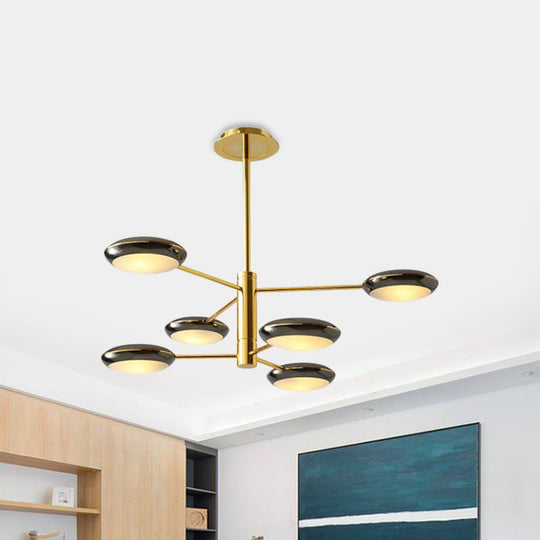 Modern Starburst Chandelier With Black/Silver Drum Shade - 3/4/5 Heads Ceiling Light For Living Room