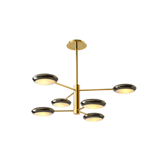 Modern Starburst Chandelier With Black/Silver Drum Shade - 3/4/5 Heads Ceiling Light For Living Room