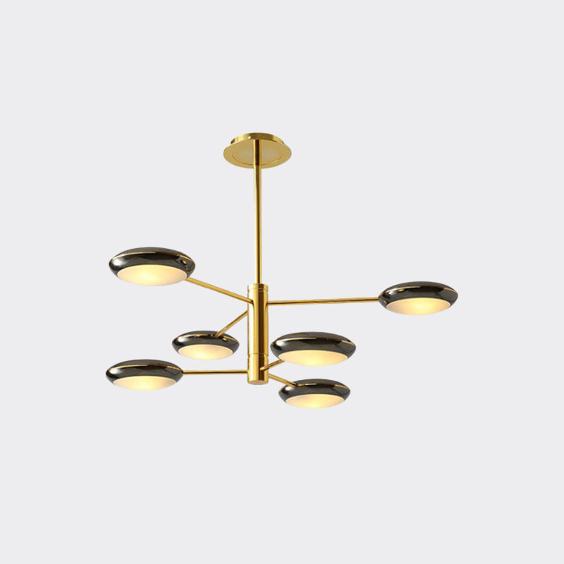 Modern Starburst Chandelier With Black/Silver Drum Shade - 3/4/5 Heads Ceiling Light For Living Room