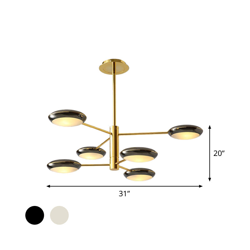 Modern Starburst Chandelier With Black/Silver Drum Shade - 3/4/5 Heads Ceiling Light For Living Room