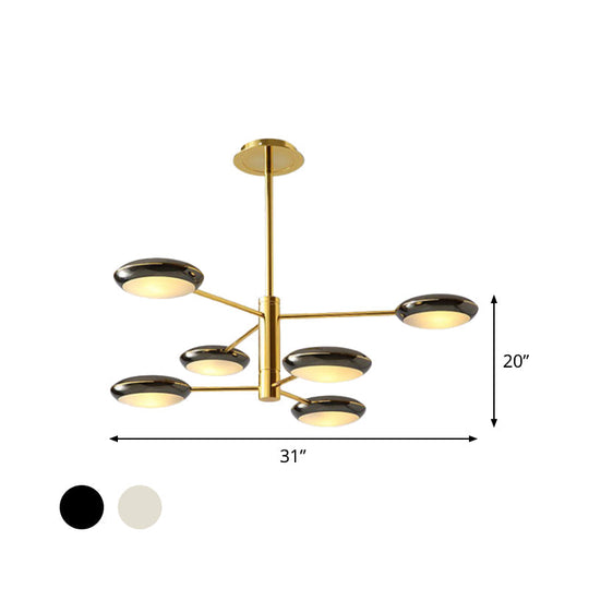 Modern Starburst Chandelier With Black/Silver Drum Shade - 3/4/5 Heads Ceiling Light For Living Room