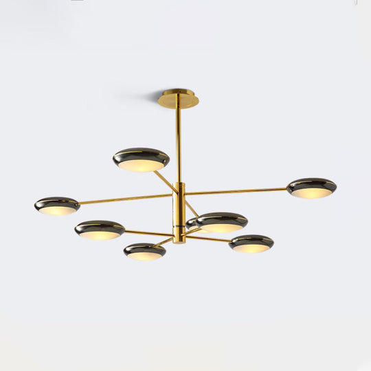 Modern Starburst Chandelier With Black/Silver Drum Shade - 3/4/5 Heads Ceiling Light For Living Room