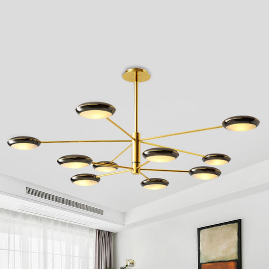 Modern Starburst Chandelier With Black/Silver Drum Shade - 3/4/5 Heads Ceiling Light For Living Room