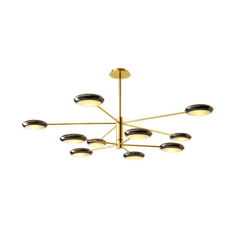 Modern Starburst Chandelier With Black/Silver Drum Shade - 3/4/5 Heads Ceiling Light For Living Room