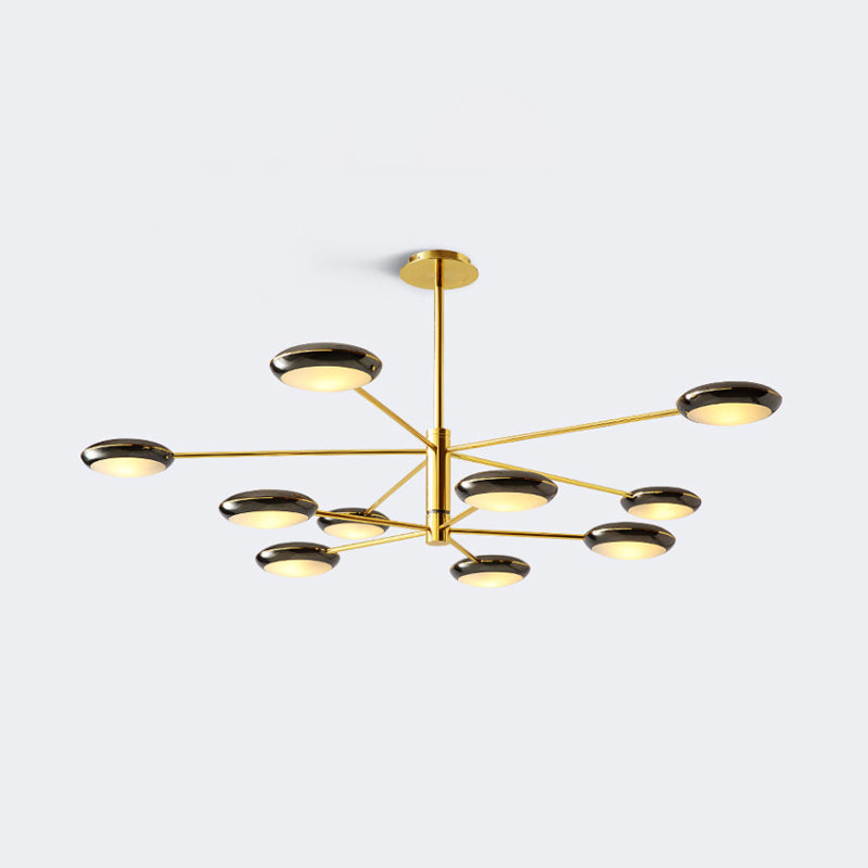 Modern Starburst Chandelier With Black/Silver Drum Shade - 3/4/5 Heads Ceiling Light For Living Room