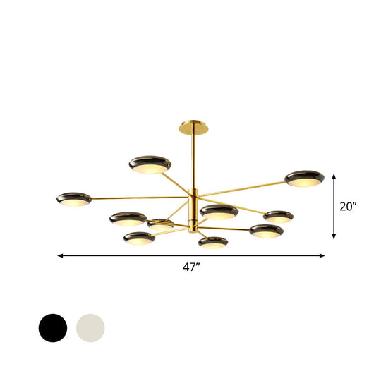 Modern Starburst Chandelier With Black/Silver Drum Shade - 3/4/5 Heads Ceiling Light For Living Room