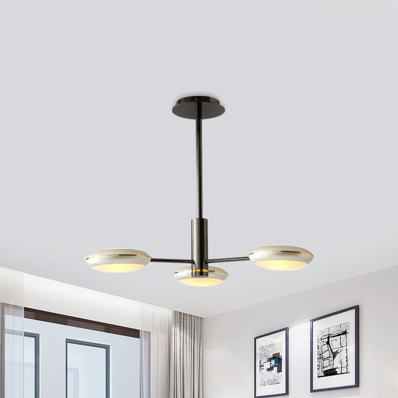 Modern Starburst Chandelier With Black/Silver Drum Shade - 3/4/5 Heads Ceiling Light For Living Room