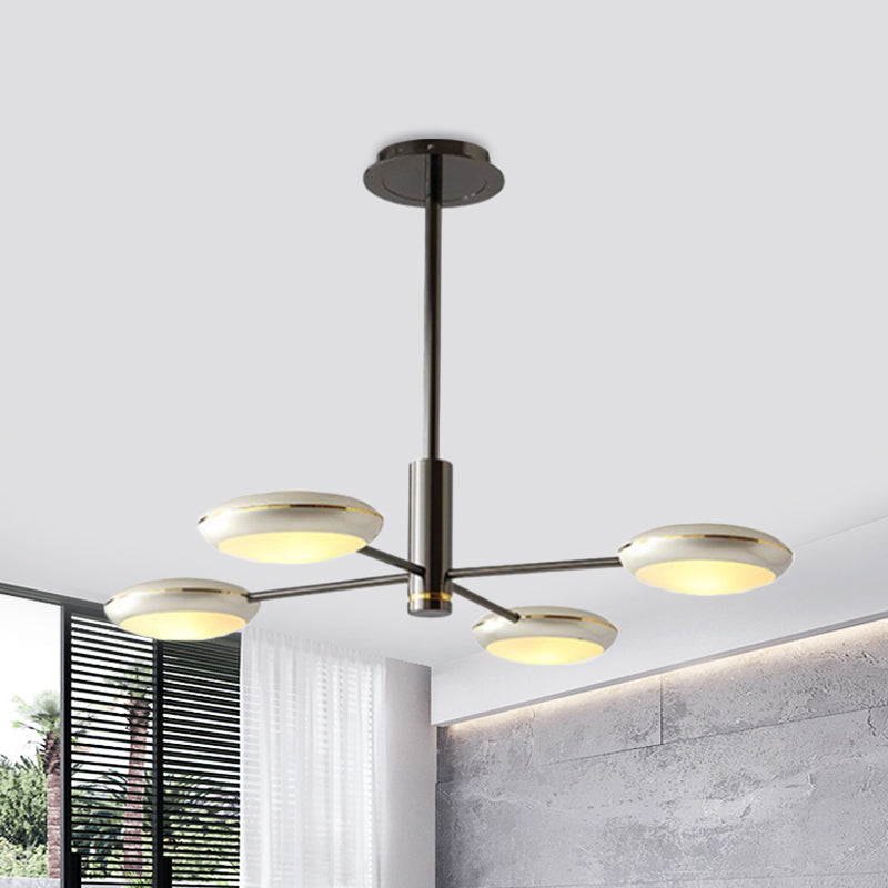 Modern Starburst Chandelier With Black/Silver Drum Shade - 3/4/5 Heads Ceiling Light For Living Room