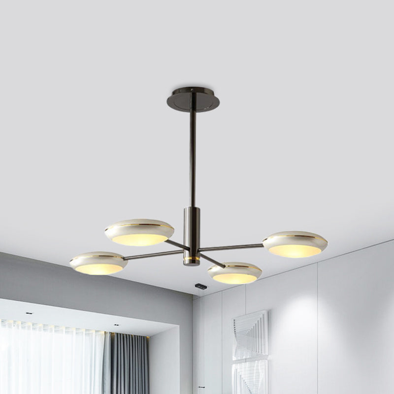 Modern Starburst Chandelier With Black/Silver Drum Shade - 3/4/5 Heads Ceiling Light For Living Room