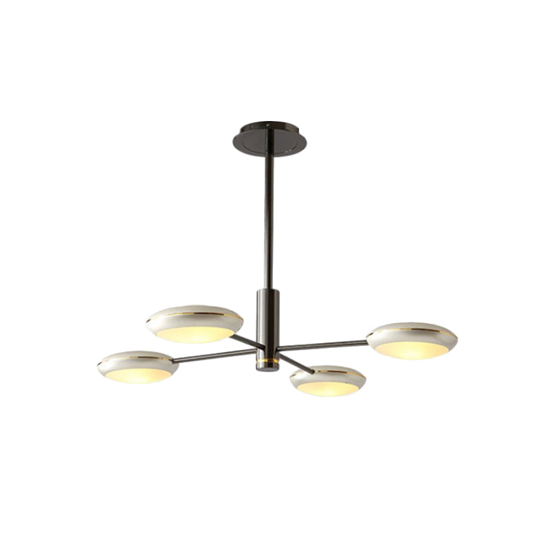 Modern Starburst Chandelier With Black/Silver Drum Shade - 3/4/5 Heads Ceiling Light For Living Room