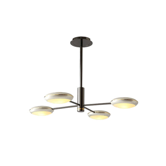 Modern Starburst Chandelier With Black/Silver Drum Shade - 3/4/5 Heads Ceiling Light For Living Room