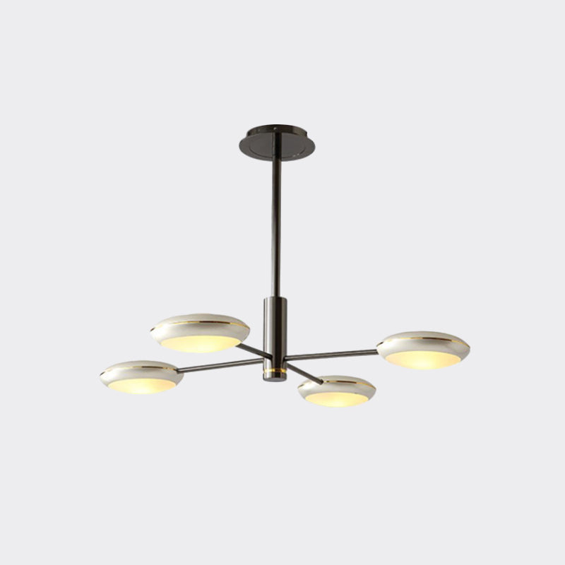 Modern Starburst Chandelier With Black/Silver Drum Shade - 3/4/5 Heads Ceiling Light For Living Room