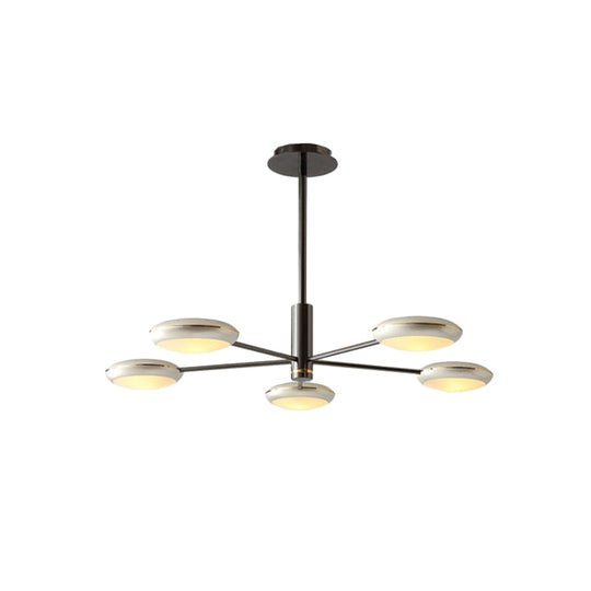 Modern Starburst Chandelier With Black/Silver Drum Shade - 3/4/5 Heads Ceiling Light For Living Room