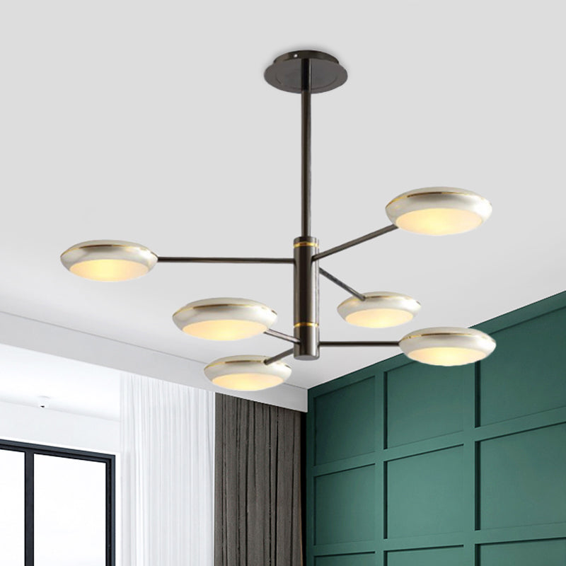 Modern Starburst Chandelier With Black/Silver Drum Shade - 3/4/5 Heads Ceiling Light For Living Room