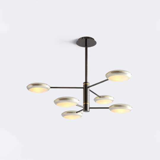 Modern Starburst Chandelier With Black/Silver Drum Shade - 3/4/5 Heads Ceiling Light For Living Room