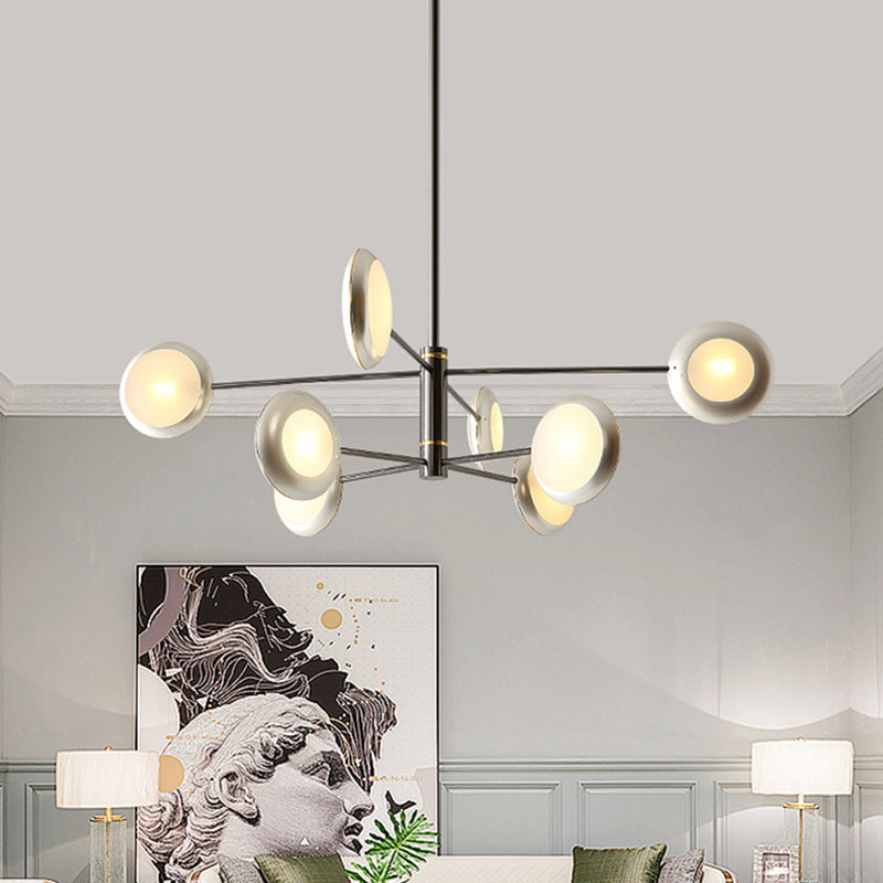 Modern Starburst Chandelier With Black/Silver Drum Shade - 3/4/5 Heads Ceiling Light For Living Room