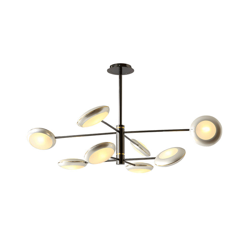 Modern Starburst Chandelier With Black/Silver Drum Shade - 3/4/5 Heads Ceiling Light For Living Room