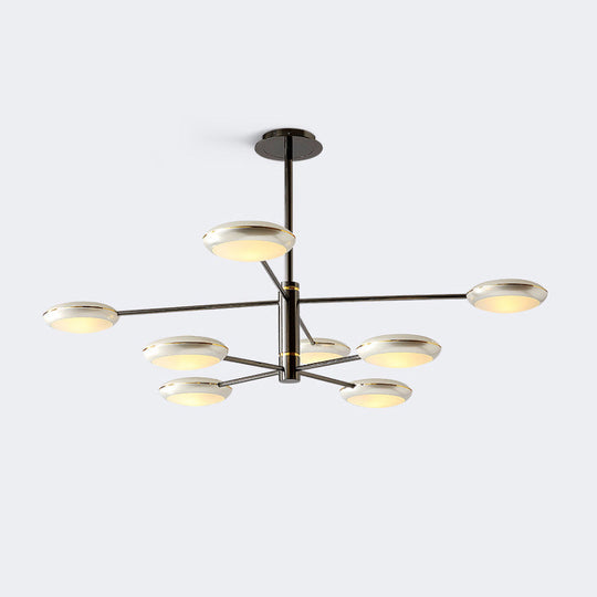 Modern Starburst Chandelier With Black/Silver Drum Shade - 3/4/5 Heads Ceiling Light For Living Room