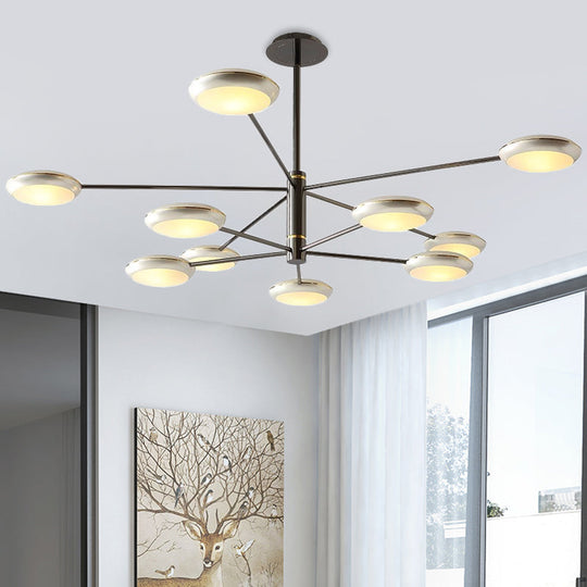 Modern Starburst Chandelier With Black/Silver Drum Shade - 3/4/5 Heads Ceiling Light For Living Room