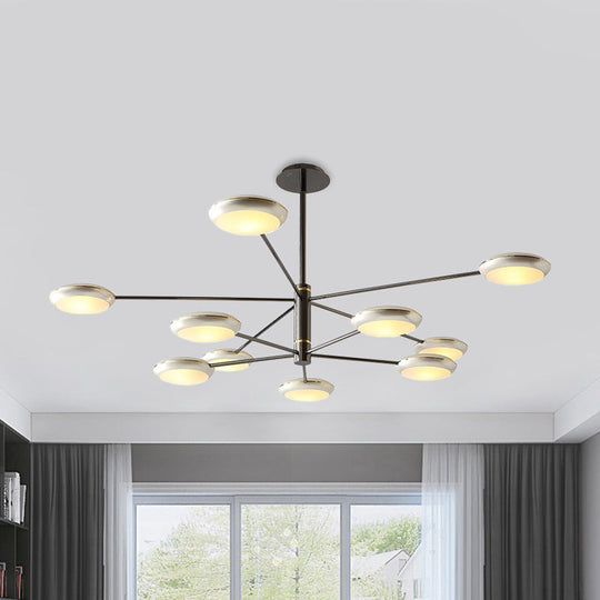 Modern Starburst Chandelier With Black/Silver Drum Shade - 3/4/5 Heads Ceiling Light For Living Room