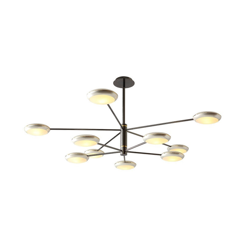 Modern Starburst Chandelier With Black/Silver Drum Shade - 3/4/5 Heads Ceiling Light For Living Room