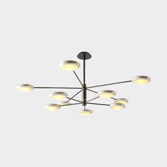 Modern Starburst Chandelier With Black/Silver Drum Shade - 3/4/5 Heads Ceiling Light For Living Room