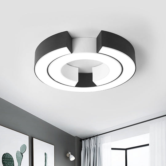 Sleek Black Double C Shaped LED Ceiling Mount Light Fixture for Office in Warm/White, 19.5"/23.5" Wide