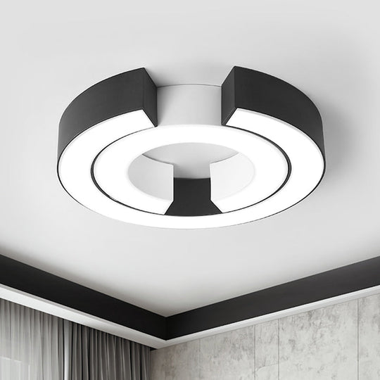 Sleek Black Double C Shaped LED Ceiling Mount Light Fixture for Office in Warm/White, 19.5"/23.5" Wide