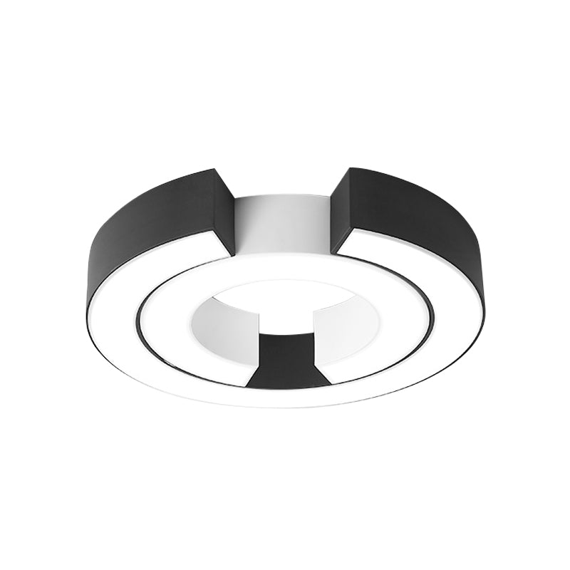 Sleek Black Double C Shaped LED Ceiling Mount Light Fixture for Office in Warm/White, 19.5"/23.5" Wide