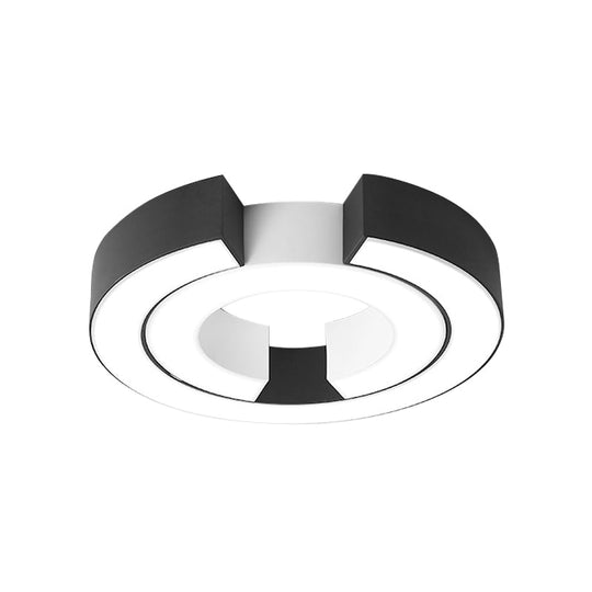 Sleek Black Double C Shaped LED Ceiling Mount Light Fixture for Office in Warm/White, 19.5"/23.5" Wide