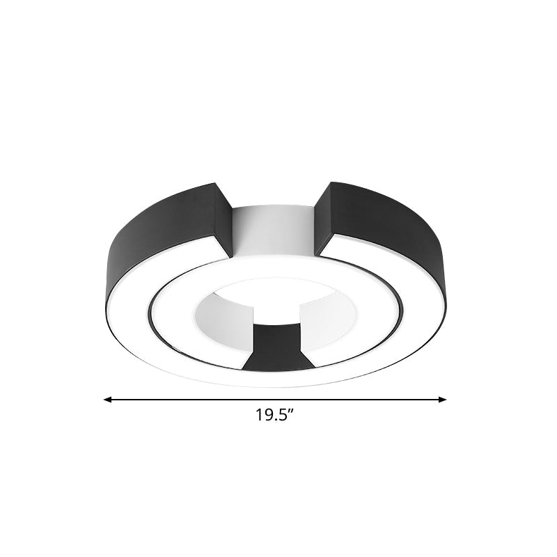 Sleek Black Double C Shaped LED Ceiling Mount Light Fixture for Office in Warm/White, 19.5"/23.5" Wide