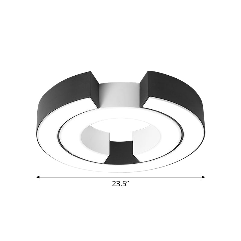 Sleek Black Double C Shaped LED Ceiling Mount Light Fixture for Office in Warm/White, 19.5"/23.5" Wide