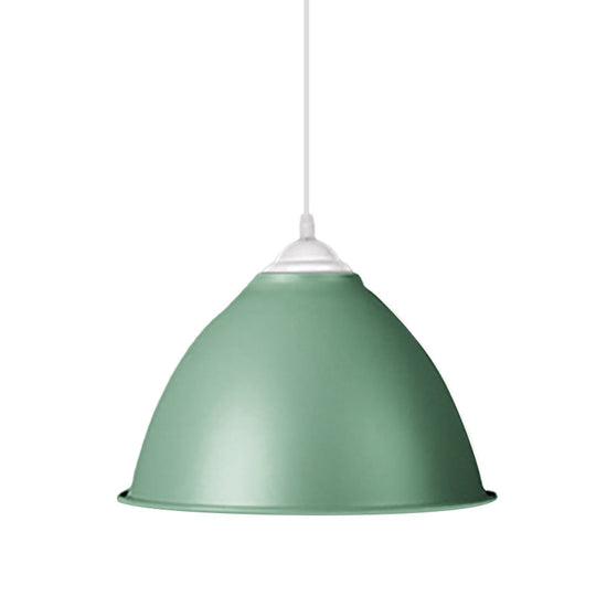 1-Light Industrial Dome Pendant Light in Frosted Green/Yellow for Dining Room - Aluminum Ceiling Fixture