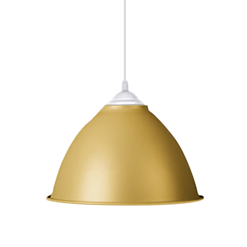 1-Light Industrial Dome Pendant Light in Frosted Green/Yellow for Dining Room - Aluminum Ceiling Fixture