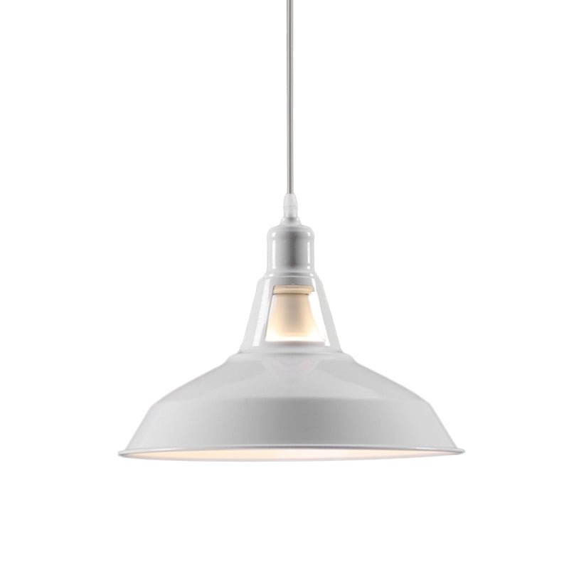 Barn Shade Hanging Lamp - 1 Light Metallic Pendant in Black/White - 10.5/12/15 Inch Wide - Perfect for Hotels!