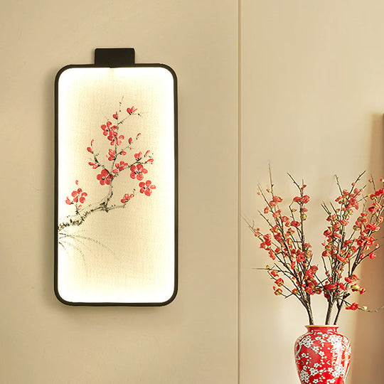 Chinese Black Led Wall Mounted Lotus/Peach Mural Lamp - Bedroom Lighting / B