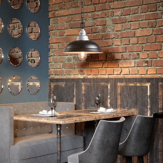 Industrial Bowl Shade Metal Suspension Lamp in Stylish Black - Perfect for Restaurants